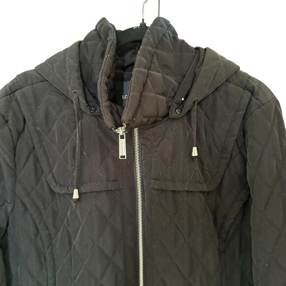 London Fog ~ Black quilted jacket w/ hood ~ size XL - Picture 4 of 14